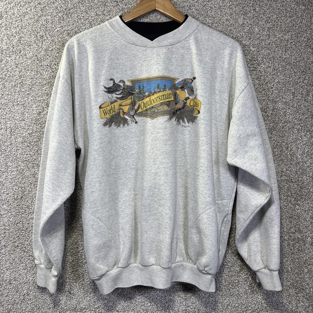 Vintage Artisans Sweatshirt Mens 2XL Gray World Class Outdoorsman Graphic 90s